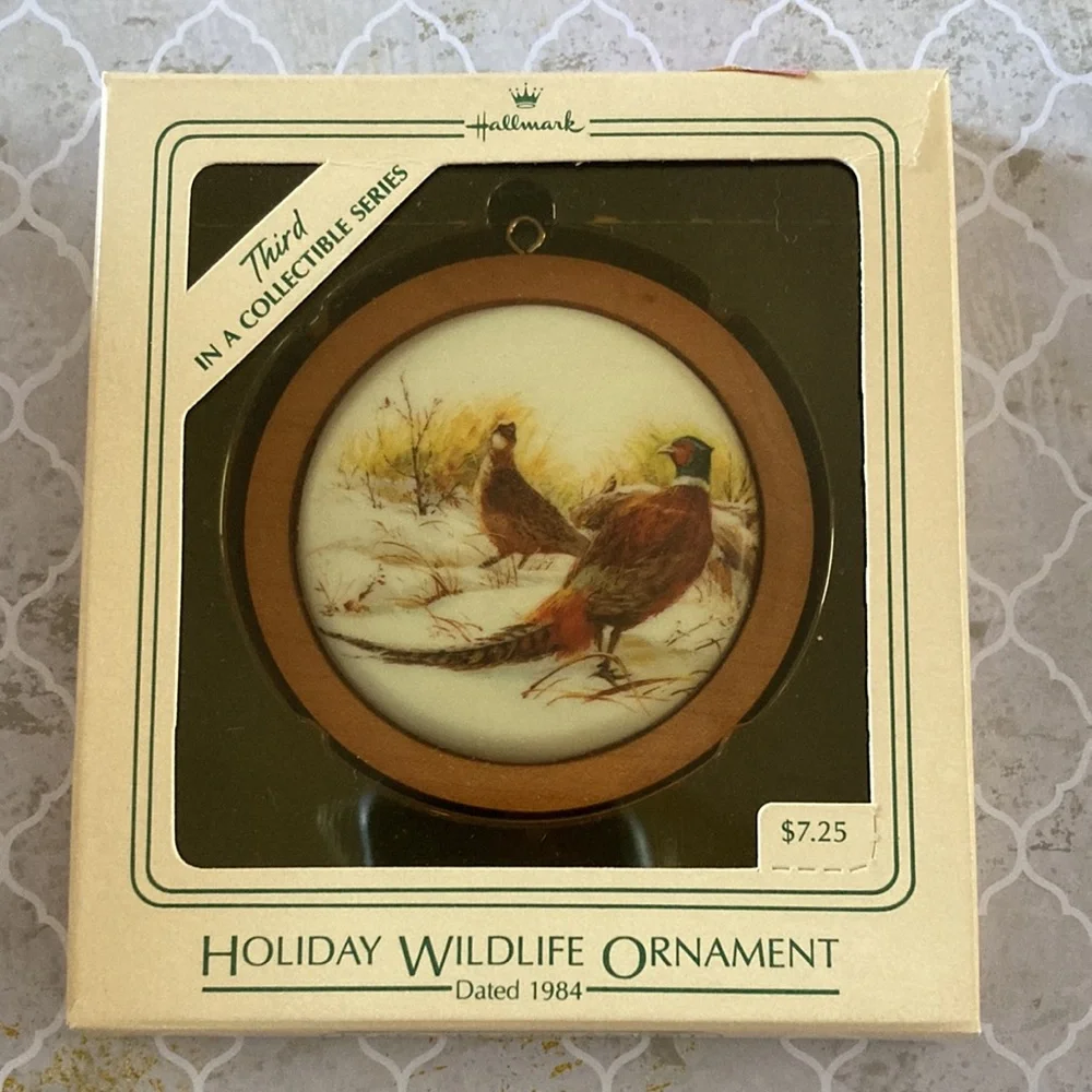 💜VTG Hallmark Ring-Necked Pheasant Wooden Ornament,1984 - Picture 3 of 4